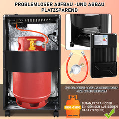 SWANEW Gasheizung, Gasheizer 4200W & Elektroheizung 1260W, Elektrische Gas-Zweizweckheizgeräte, Infrarot Heizstrahler, Heizstrahler Gasheizgerät mit 3 Schutzvorrichtungen [Energieklasse A]