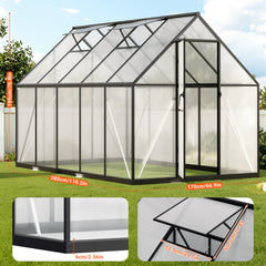 SWANEW Gewächshaus Aluminium, 4 mm Polycarbonat-Hohlkammerplatten, mit Fenster & Metall-Türgriff