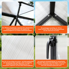 SWANEW Gewächshaus Aluminium, 4 mm Polycarbonat-Hohlkammerplatten, mit Fenster & Metall-Türgriff