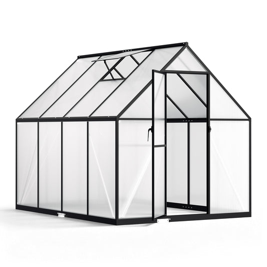 SWANEW Gewächshaus Aluminium, 4 mm Polycarbonat-Hohlkammerplatten, mit Fenster & Metall-Türgriff