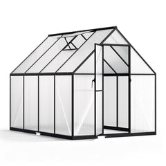 SWANEW Gewächshaus Aluminium, 4 mm Polycarbonat-Hohlkammerplatten, mit Fenster & Metall-Türgriff