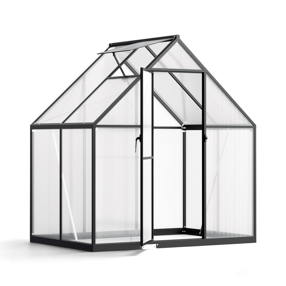 SWANEW Gewächshaus Aluminium, 4 mm Polycarbonat-Hohlkammerplatten, mit Fenster & Metall-Türgriff