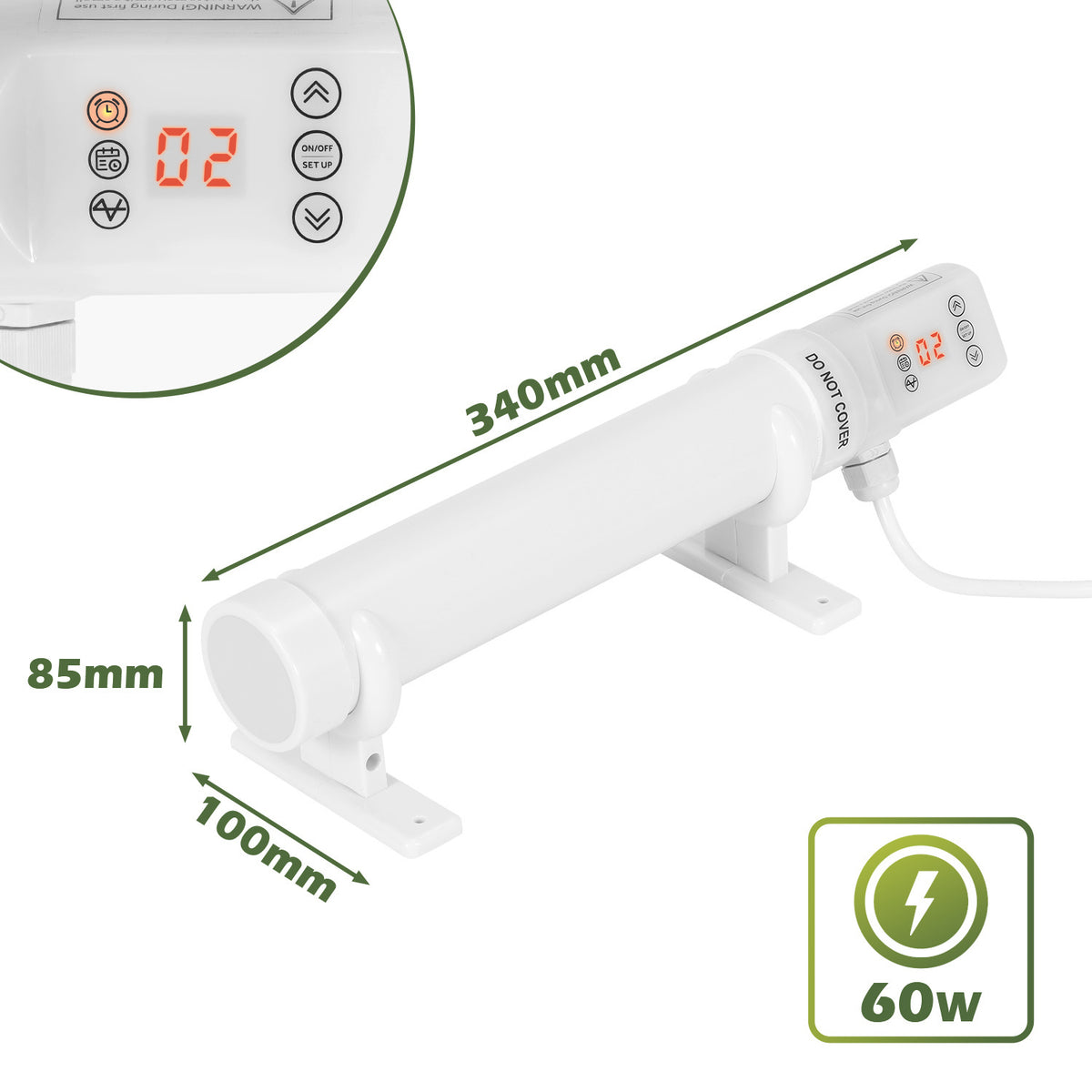 SWANEW Gewächshausheizung mit Thermostat, Gewächshaus Heizung, Elektrische Heizung für Gewächshäuser