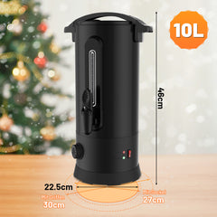 SWANEW Glühweinkocher 10L Schwarz, 1800W Heißgetränkespender, Glühweinkessel Edelstahl, Überhitzungsschutz