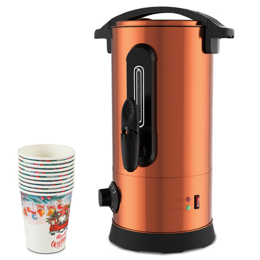 SWANEW Glühweinkocher 8L,  inkl. 1500W Heißgetränkeautomat, Edelstahl Glühweinkessel, Thermostat 30–110°C, inkl. 10 Tassen