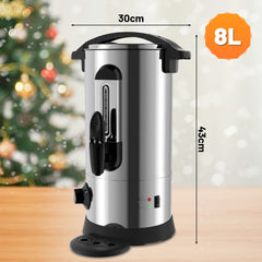 SWANEW Glühweinkocher 8L, Glühweinkessel aus Edelstahl, 1500W Heißgetränkeautomat, Heißgetränkespender, mit Füllstandanzeige