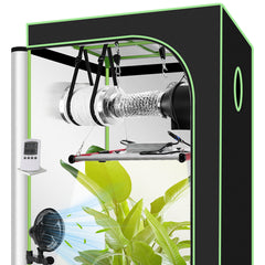 SWANEW Growzelt Komplettset, Growbox mit LED Grow Lampe, Gewächshaus, Pflanzenzelt inkl. Belüftungssystem