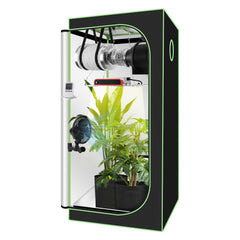 SWANEW Growzelt Komplettset, Growbox mit LED Grow Lampe, Gewächshaus, Pflanzenzelt inkl. Belüftungssystem
