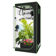 SWANEW Growzelt Komplettset, Growbox mit LED Grow Lampe, Gewächshaus, Pflanzenzelt inkl. Belüftungssystem