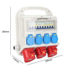SWANEW Wandverteiler mit FI-Schutzschalter, Stromverteiler Baustromverteiler 2 x CEE 400V/16A+4 x 230V Schuko 5 Polig, IP44,  mit Leitung Für Baustelle