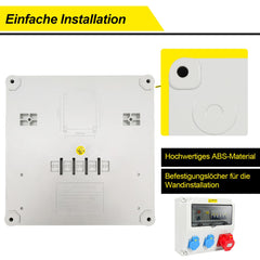 SWANEW Wandverteiler, Stromverteiler, 1X16A 2x230V MIT LS+FI, Baustromverteiler mit RCCB Schalter mit Überlastschutzschalter