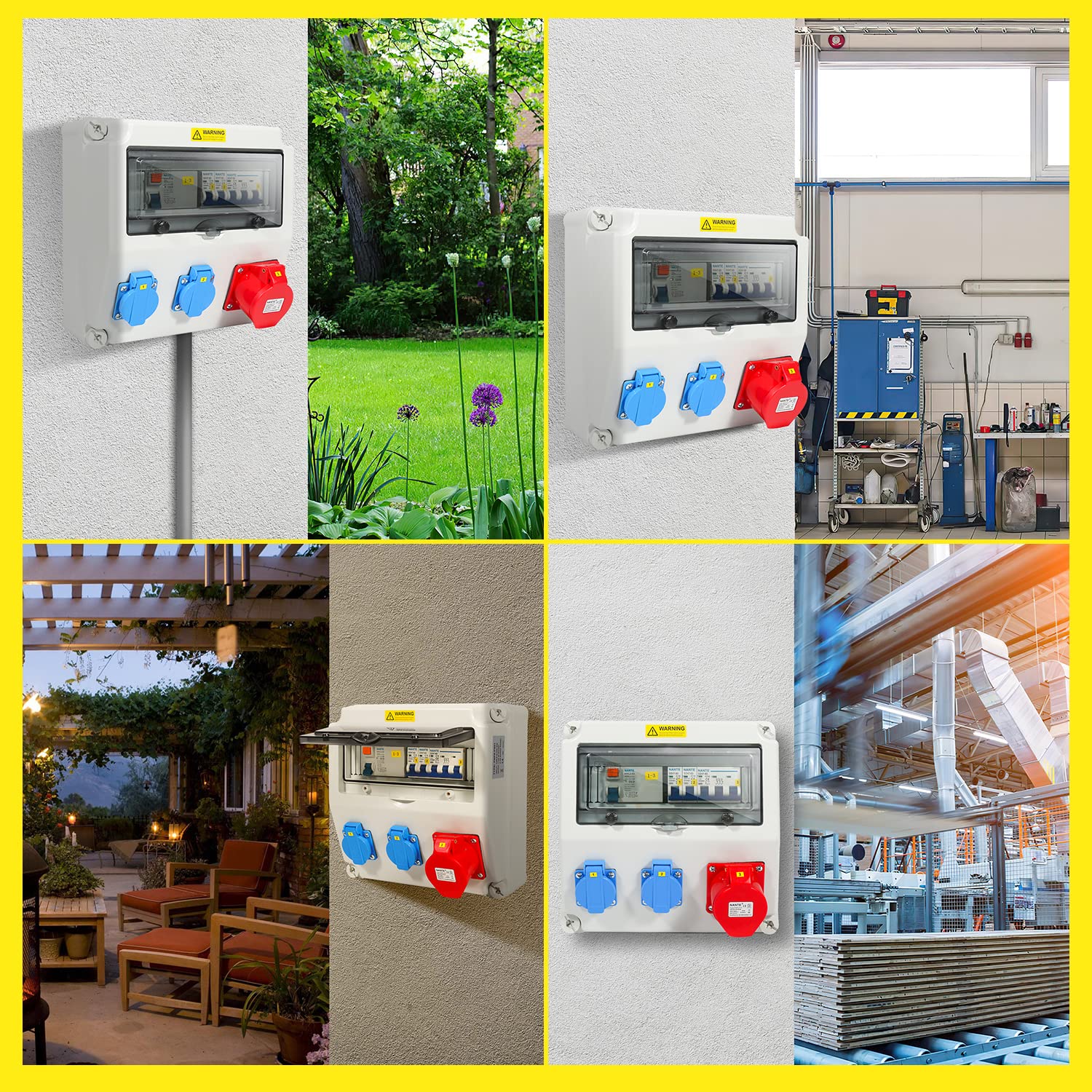 SWANEW Wandverteiler, Stromverteiler, 1X16A 2x230V MIT LS+FI, Baustromverteiler mit RCCB Schalter mit Überlastschutzschalter