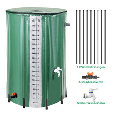 SWANEW Faltbare Regentonne, 380L Regenwassertank Mit Wasserhahn und Ablassventil, Tragbarer Wasserspeicher Regenfass, PVC Wassertank (Mit Skala)