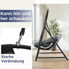 SWANEW Hängesessel mit Gestell, bis 150kg Belastbar, Runder Hängesitz, Höhenverstellbar