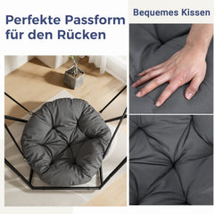 SWANEW Hängesessel mit Gestell, bis 150kg Belastbar, Runder Hängesitz, Höhenverstellbar