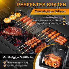 SWANEW Holzkohle Smoker Grill, BBQ Grillwagen mit 2 Kammern