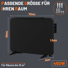 SWANEW Infrarotheizung 450W/800W, Wandmontierbar/Stehend