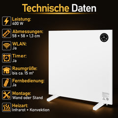 SWANEW Infrarotheizung 400/750/1000W, mit Thermostat und Fernbedienung