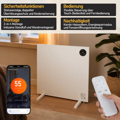 SWANEW Infrarotheizung 400/750/1000W, mit Thermostat und Fernbedienung