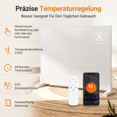 SWANEW Infrarotheizung 300W/500W/960W Wand- & Standmontage, Thermostat 5–50°C