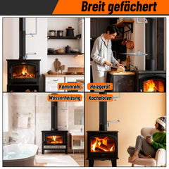 SWANEW Kaminofenrohr Edelstahl Ø12cm/15cm, Ofenrohr mit integrierter Heizspirale, Abgasrohr für Kamin & Holzofen