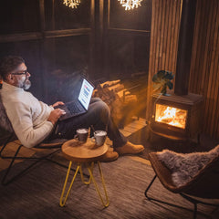 SWANEW Kaminventilator ohne strom mit 6 Blättern, Ofenventilator, Ventilator für Kaminofen, Kaminlüfter Überhitzungsschutz mit Temperaturemeter