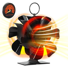 SWANEW Kaminventilator, 6-Blättern Doppelseitiger, Ofenventilator ohne Strom,  Kamin Ventilator