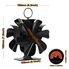SWANEW Kaminventilator, 6-Blättern Doppelseitiger, Ofenventilator ohne Strom,  Kamin Ventilator