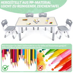 SWANEW Kindertisch Inklusive Stühle, kindersitzgruppe 7-Fach höhenverstellbar