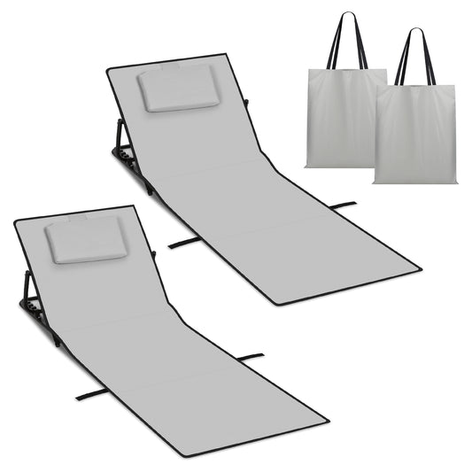 SWANEW Strandmatte mit Rückenlehne 145 cm, Strandliege Faltbare mit Einstellbar 5-stufige Höhe