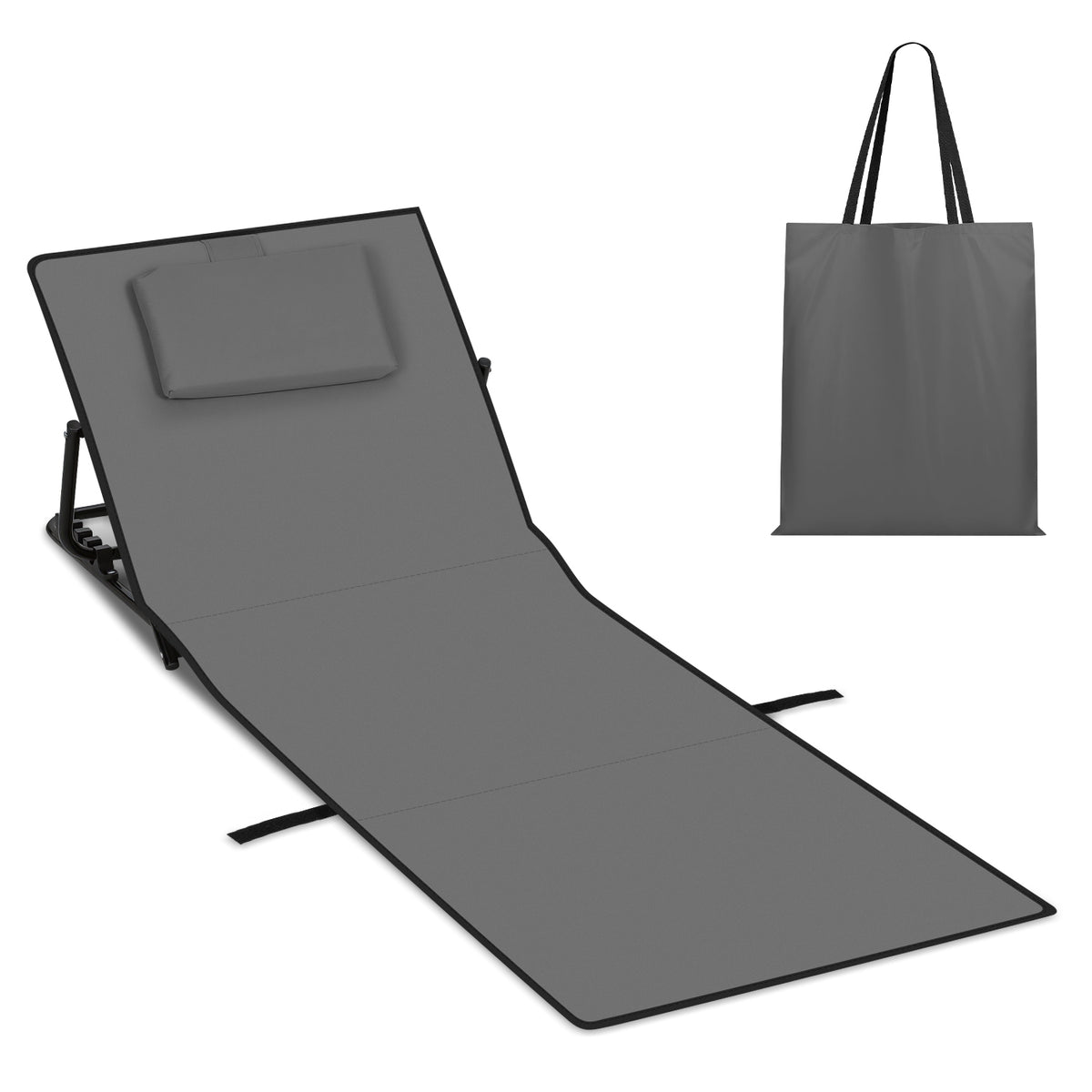 SWANEW Strandmatte mit Rückenlehne 145 cm, Strandliege Faltbare mit Einstellbar 5-stufige Höhe