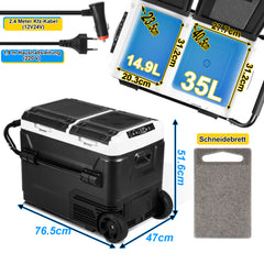 SWANEW  Kompressor Kühlbox elektrisch, Doppeltür Doppelzone Auto Kühlschrank, mit Bluetooth-Steuerung