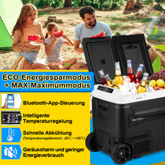 SWANEW  Kompressor Kühlbox elektrisch, Doppeltür Doppelzone Auto Kühlschrank, mit Bluetooth-Steuerung
