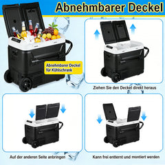 SWANEW  Kompressor Kühlbox elektrisch, Doppeltür Doppelzone Auto Kühlschrank, mit Bluetooth-Steuerung