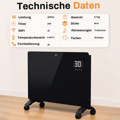 SWANEW Infrarotheizung 2000W / 2500W, Konvektor Heizung mit 24-h-Timer