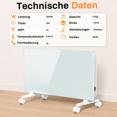 SWANEW Infrarotheizung 2000W / 2500W, Konvektor Heizung mit 24-h-Timer