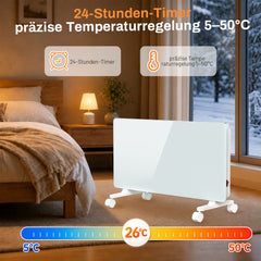 SWANEW Infrarotheizung 2000W / 2500W, Konvektor Heizung mit 24-h-Timer