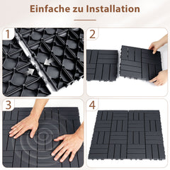 SWANEW Terrassenfliesen 30x30x2cm, PP Balkonfliesen, mit Drainage-Klicksystem