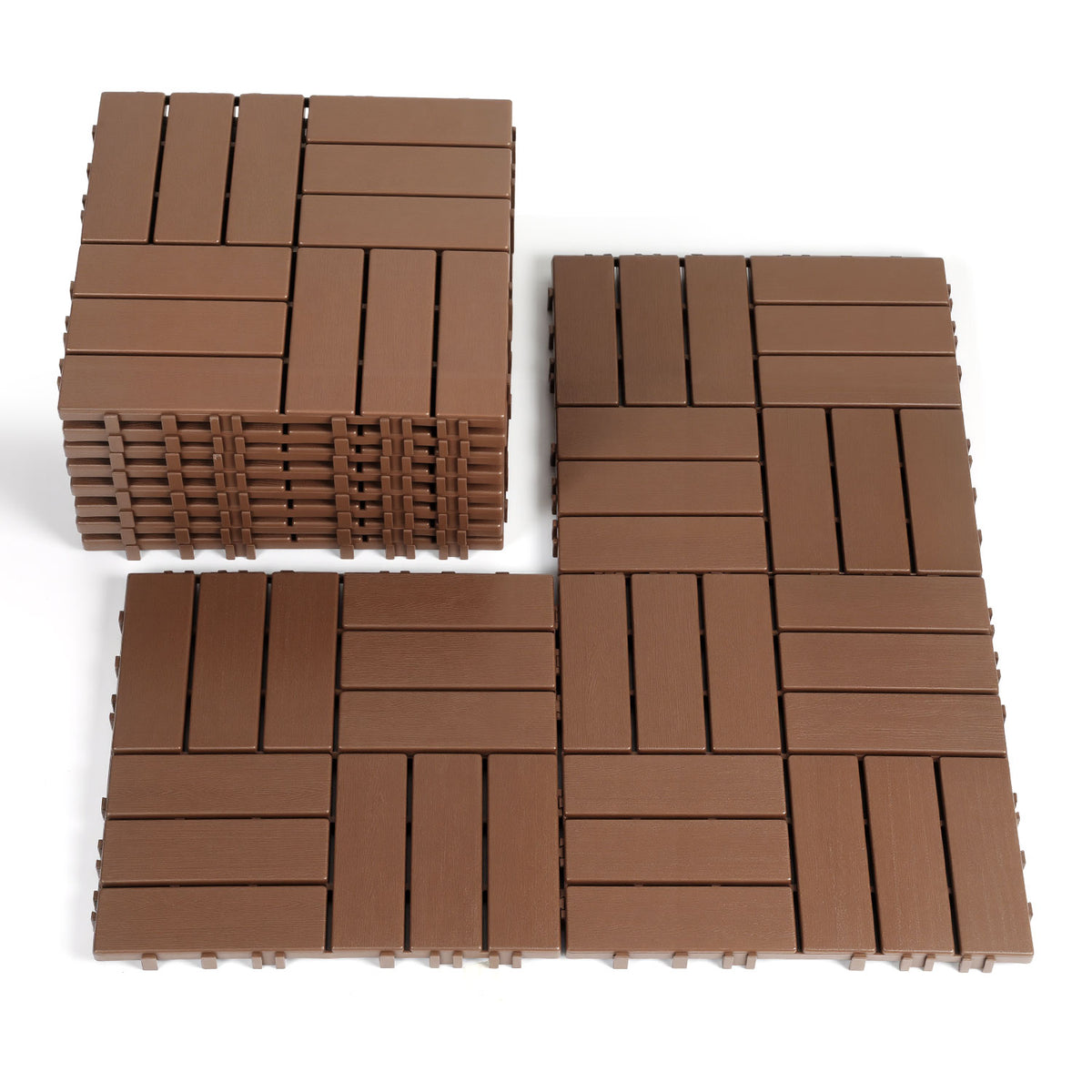 SWANEW Terrassenfliesen 30x30x2cm, PP Balkonfliesen, mit Drainage-Klicksystem