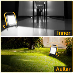 SWANEW LED Baustrahler 50W-200W, Arbeitsleuchte IP66 Wasserdicht, LED-Strahler mit 3M Kabel, und Faltbarer Ständer, 6000K Kaltweiß Fluter für Werkstatt  (mit Stecker)