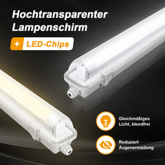 SWANEW LED Feuchtraumleuchte 18W/24W, Wannenleuchte 4000K Neutralweiß, T8 LED Röhre, Feuchtraumlampe IP65 Wasserfest Röhrenlampe, Werkstattlampe