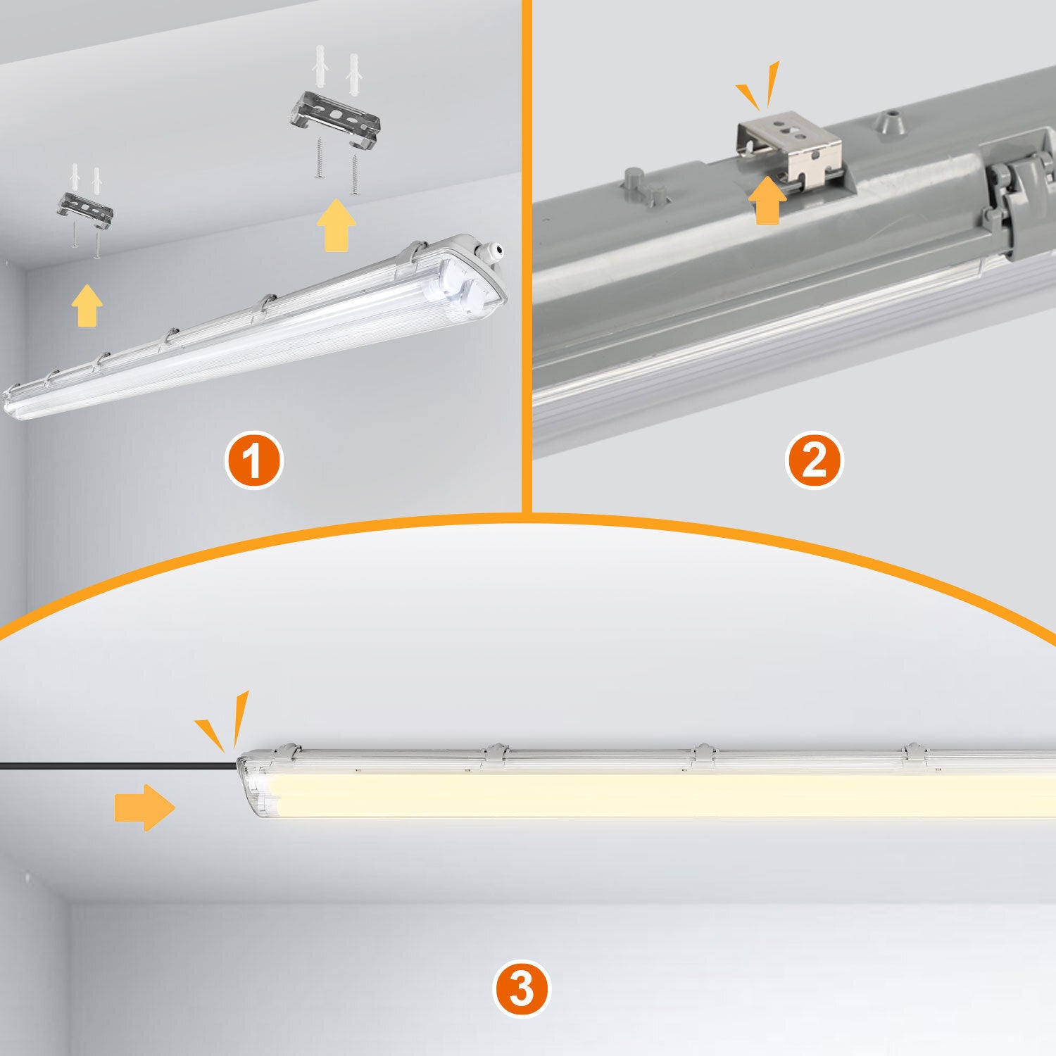 SWANEW LED Feuchtraumleuchte 18W/24W, 120cm/150cm Wannenleuchte, Kaltweiß/Neutralweiß, Doppelt T8 LED Werkstattlampe, Röhrenlampe IP65 Wasserfest