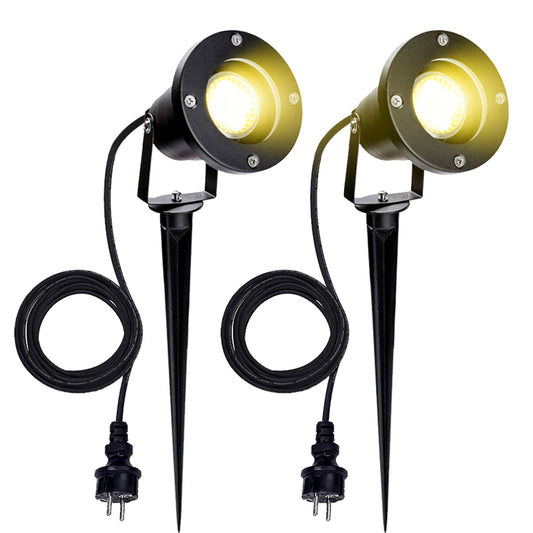 SWANEW LED Gartenstrahler 4W, Gartenleuchte GU10 4000K Warmweiß, Gartenbeleuchtung mit Erdspieß, IP65 Gartenlampe mit Stecker