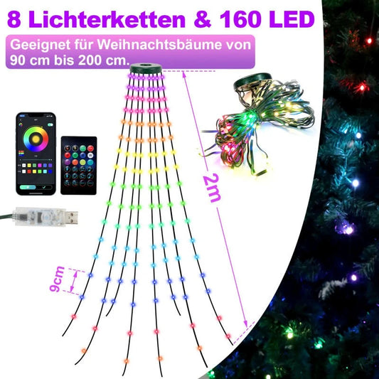 SWANEW LED Lichterkette Christbaumbeleuchtung, 160 LEDs, Baummantel