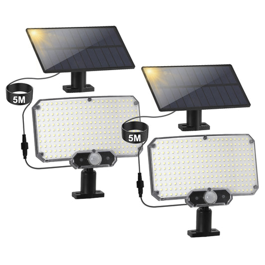 SWANEW LED Solar Wandleuchte, Wandfluter mit Bewegungsmelder, Gartenbeleuchtung Solarlampen