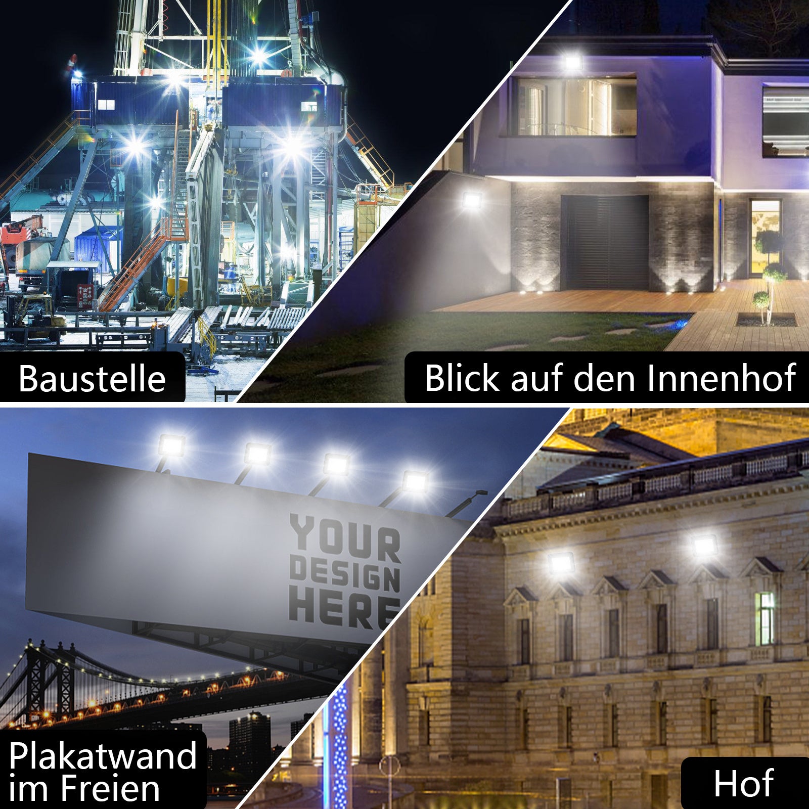 SWANEW LED Strahler, 20/30/50/100W LED Fluter, Warmweiß/Kaltweiß Außenstrahler, IP66 Scheinwerfer (kein Stecker)