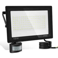 SWANEW 10-100W LED Strahler mit Bewegungsmelder, LED Fluter Kaltweiß Wandstrahler Außen IP66, Scheinwerfer,  Gartenlampe, Baustrahler (kein Stecker)