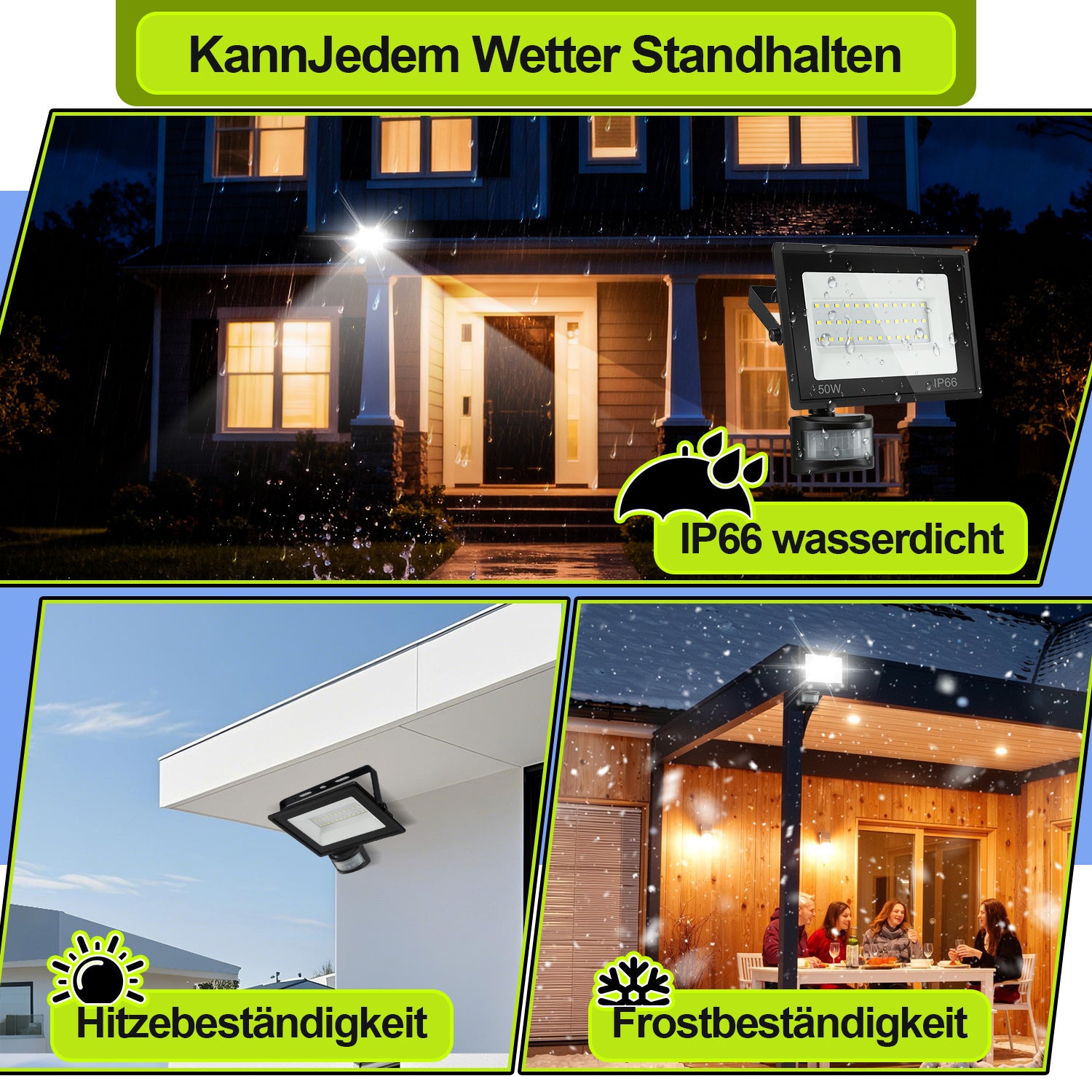 SWANEW 10-100W LED Strahler mit Bewegungsmelder, LED Fluter Kaltweiß Wandstrahler Außen IP66, Scheinwerfer,  Gartenlampe, Baustrahler (kein Stecker)