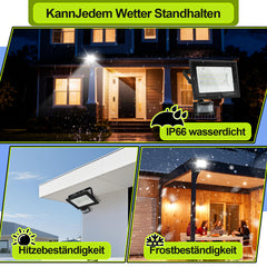 SWANEW 10-100W LED Strahler mit Bewegungsmelder, LED Fluter Kaltweiß Wandstrahler Außen IP66, Scheinwerfer,  Gartenlampe, Baustrahler (kein Stecker)