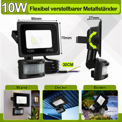 SWANEW 10-100W LED Strahler mit Bewegungsmelder, LED Fluter Kaltweiß Wandstrahler Außen IP66, Scheinwerfer,  Gartenlampe, Baustrahler (kein Stecker)